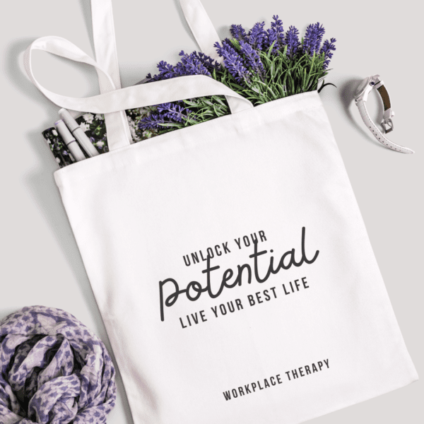 Purple White Tote Bag Mockup Beauty Phrase Instagram Post